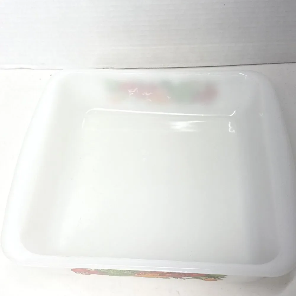 Vintage Glasbake White Milk Glass Loaf Pan Baking Dish 8 Inch Square Vegetables